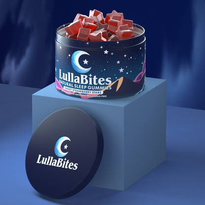 LullaBites Natural Sleep Gummies - 30 Servings -Sweet Strawberry Stars (Melatonin Free)